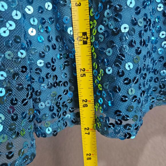Betsey Johnson Sequin Prom Dress Teal Satin Strapless Size 4 Mini - Picture 3 of 7